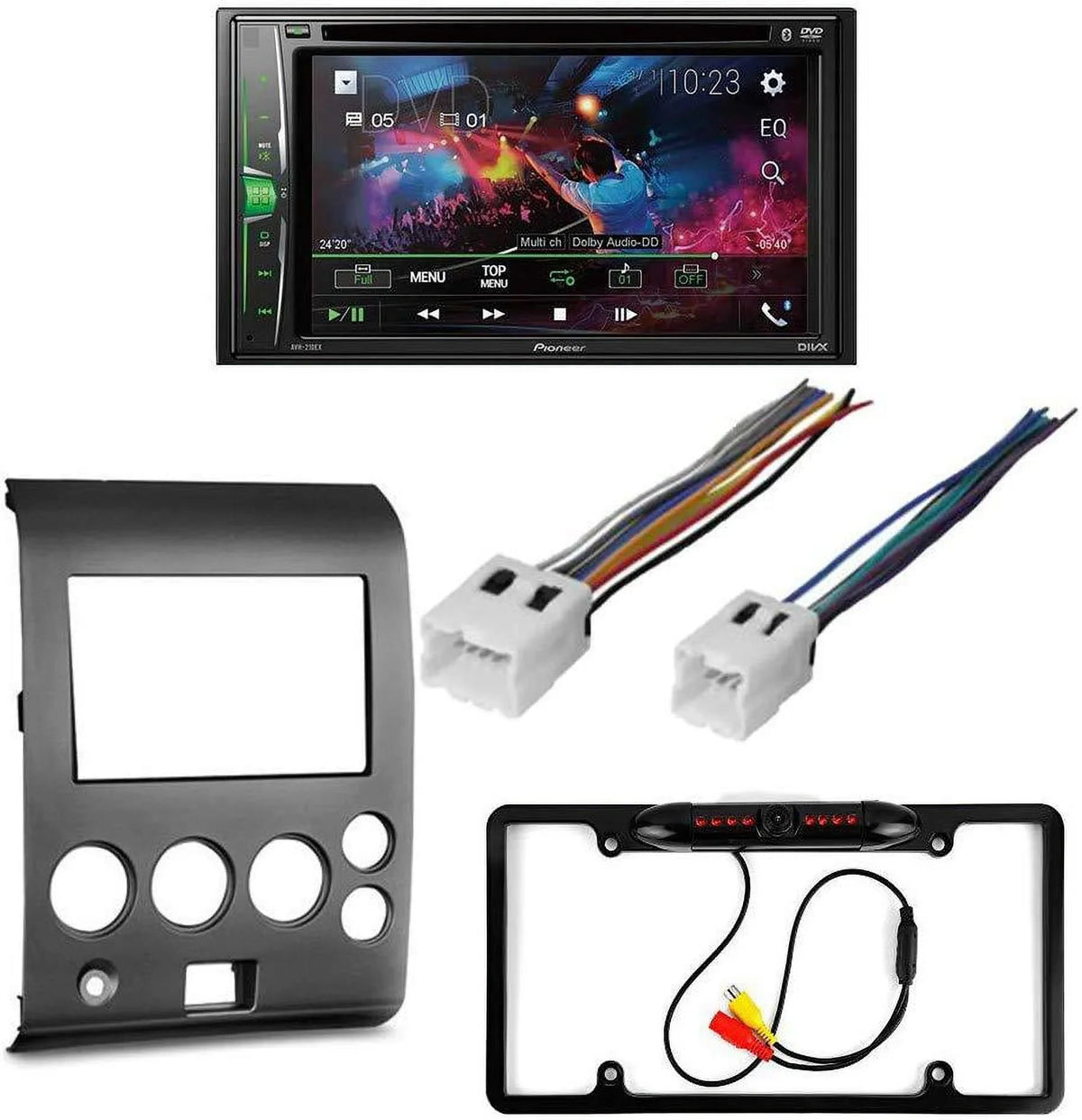 DVD/CD WVGA with Pioneer Media Digital Double 6.2" Bundle Car KIT4907 Bluetooth/Backup Receiver 2004-2005 Titan Kit/in-Dash Camera/Installation DIN Stereo for Touchscreen W/ AM/FM Nissan