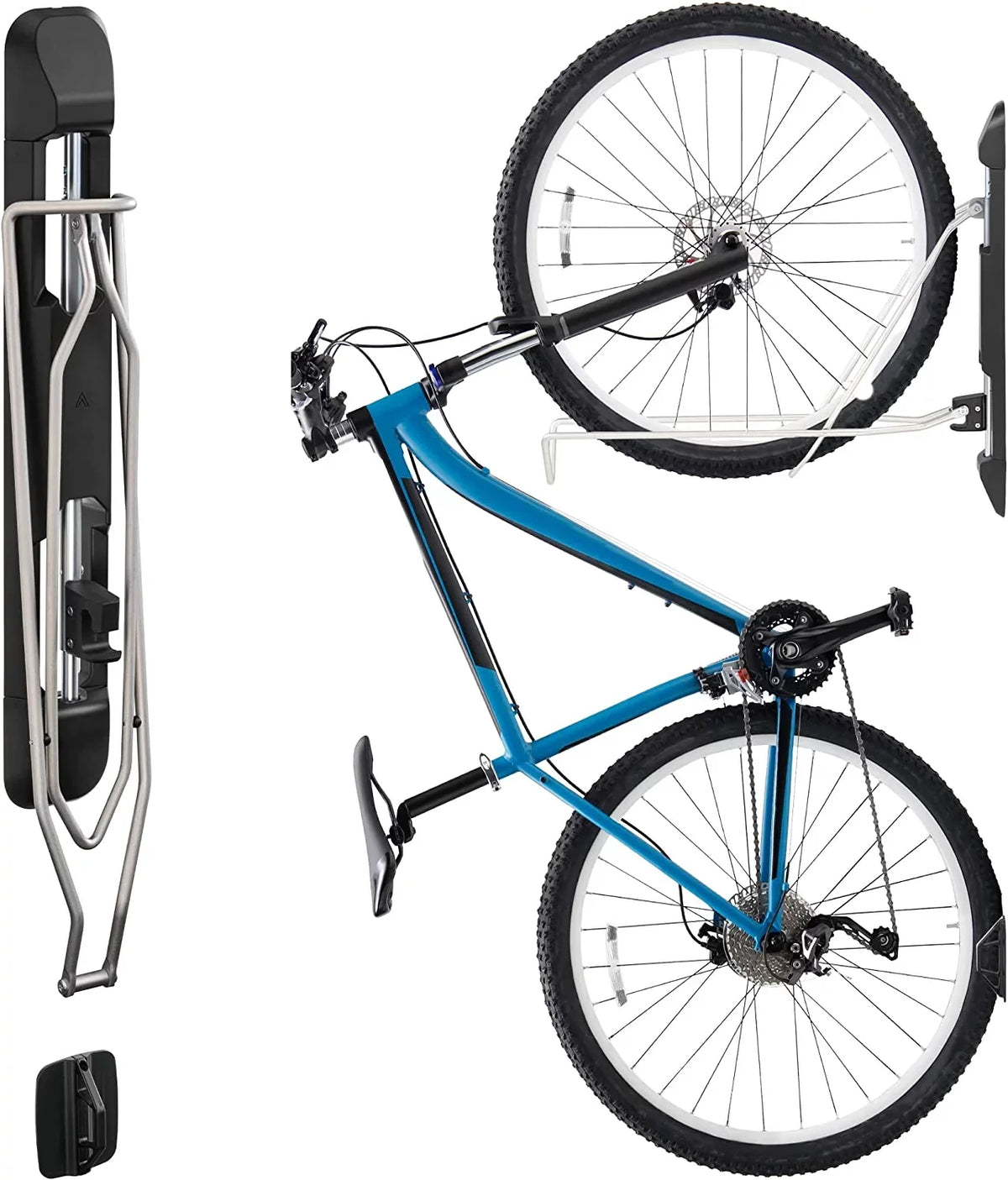 Bike Vertical Detach, - Easy Foldable (Black) 180-Degree Top-Notch with Garage Superior Essentials - to Bike Bike Hang Maximize Our for Swivel Rack Space Swing, Your Wall Garage and Hangers Mount