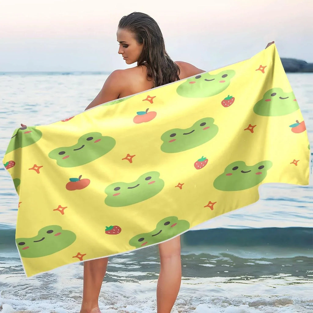 Frog Cute Oversized Absorbent - Travel Cartoon Towel Compact for Swimming Beach Lightweight Holiday（194） Camping Super - Bestwell Towel Dry Quick Towels