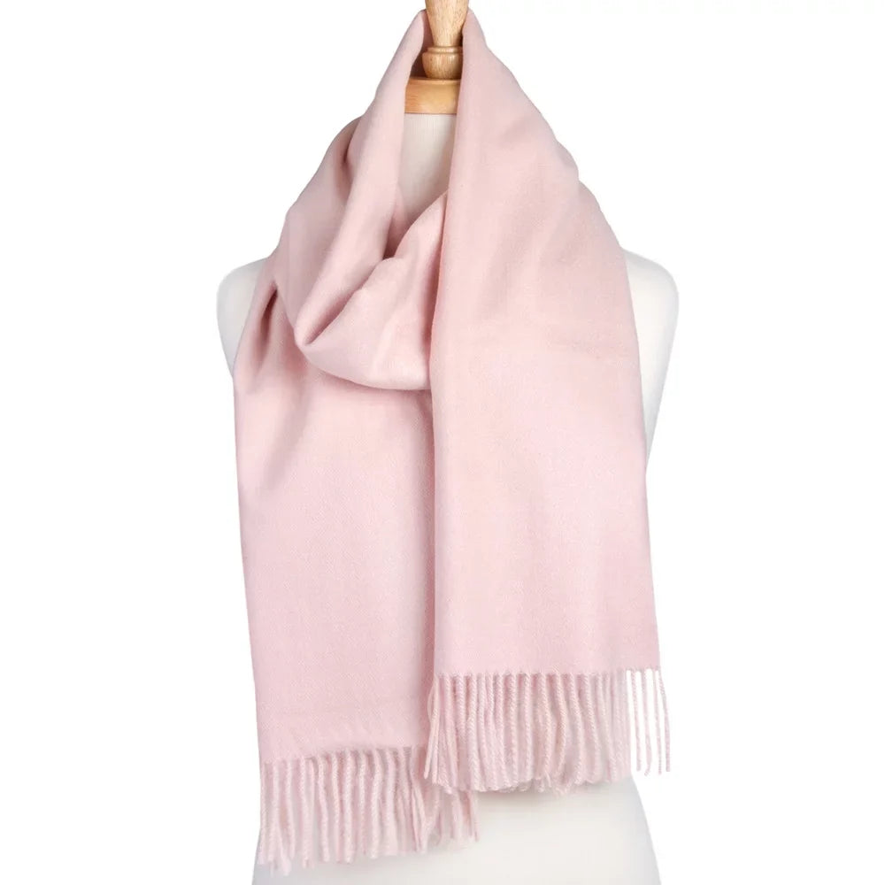 Dreamy 27.6x74.8-inch Soft Women Virgin Scarf with Tassels Warm Wool for Scarf Pink