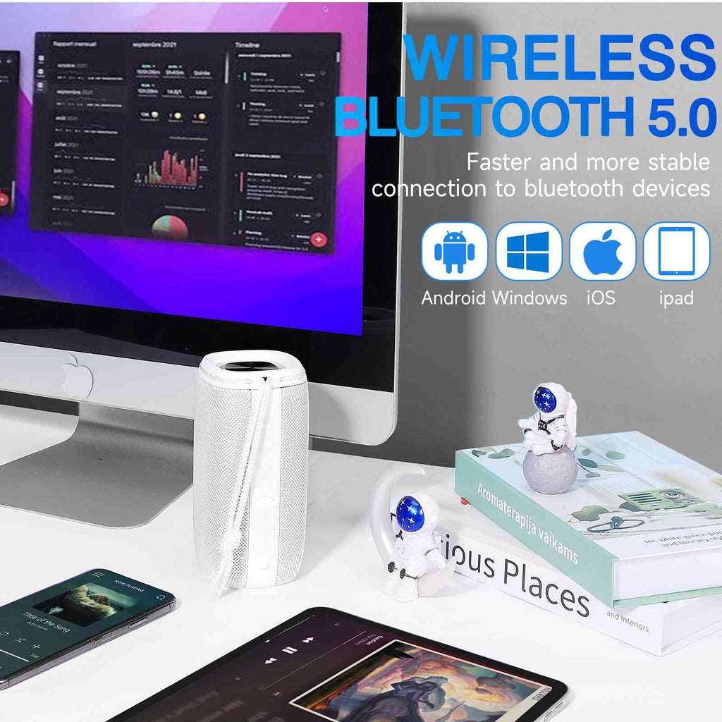 for X808 Bluetooth 360° White with IPX5 Bass, Wireless Speaker - Pairing, True Waterproof Punchy Speakers Max Surround HD BLU Speaker, Portable C5 Sound BT5.3, UrbanX