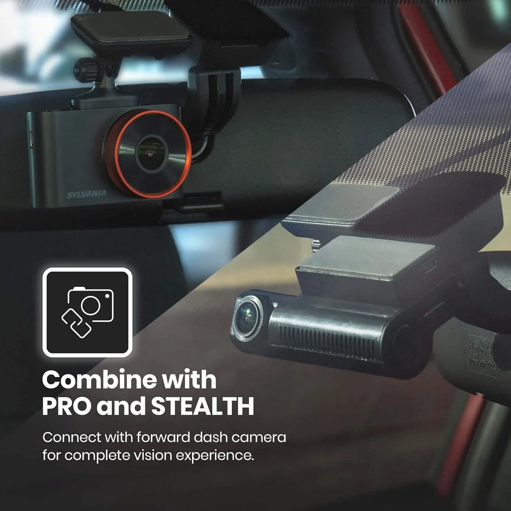 with 140 - HD 1080p, Angle, Mount, Adhesive Roadsight Rear Camera Works SYLVANIA Roadsight - Pro Wide Dash Degree