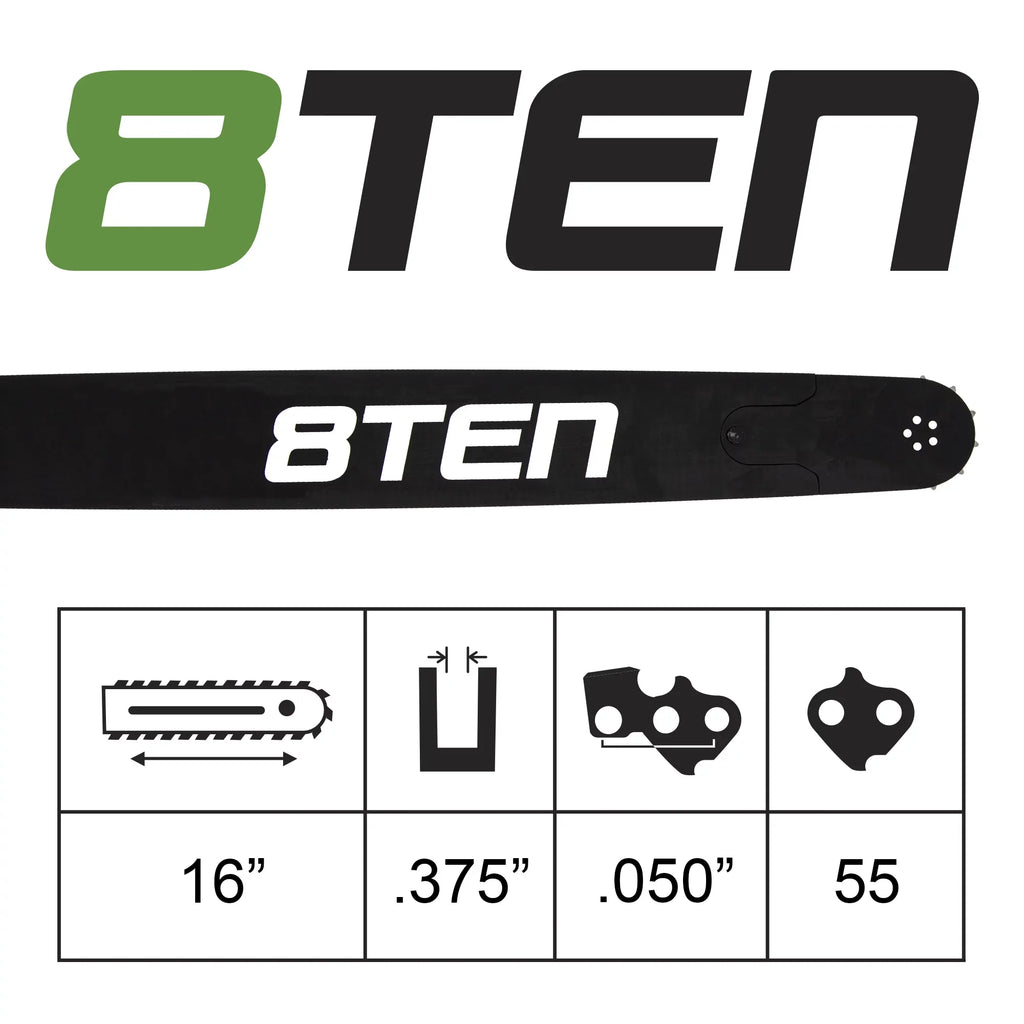 09 170 017 Guide and 010 MS 180 8TEN 16 for 251 Chainsaw Chains .375 250 2 .050 91VXL055G inch Bar 160SDEA074 MK1002915 Stihl