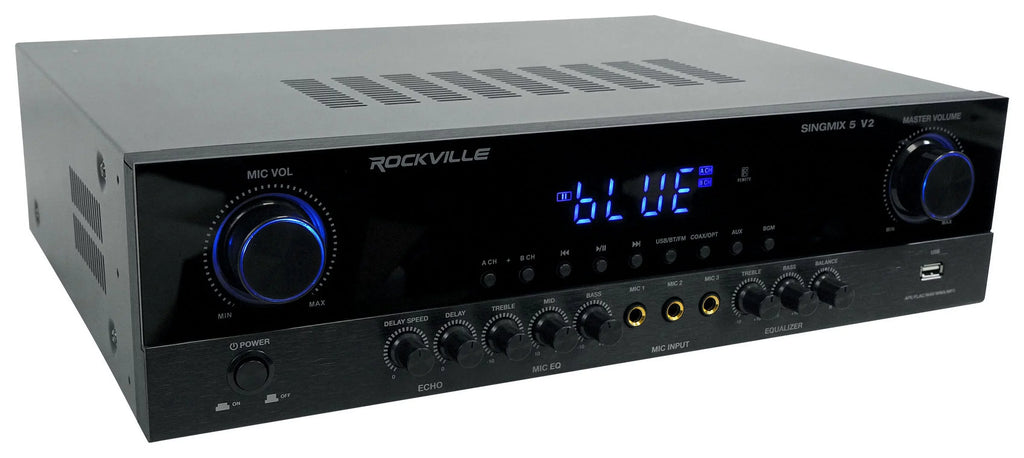 Black 8" Ceiling Amp+(4) Home 5 Bluetooth Receiver Speakers SINGMIX Rockville