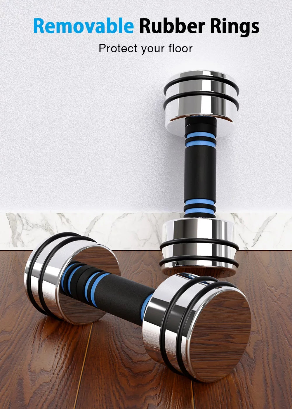5lb 20lb Handle, Pair 10lb Foam Lifting 15lb Weights 50lb Set Steel Weight for with 30lb Fitness Adjustable Gym Northdeer Silver Dumbbells