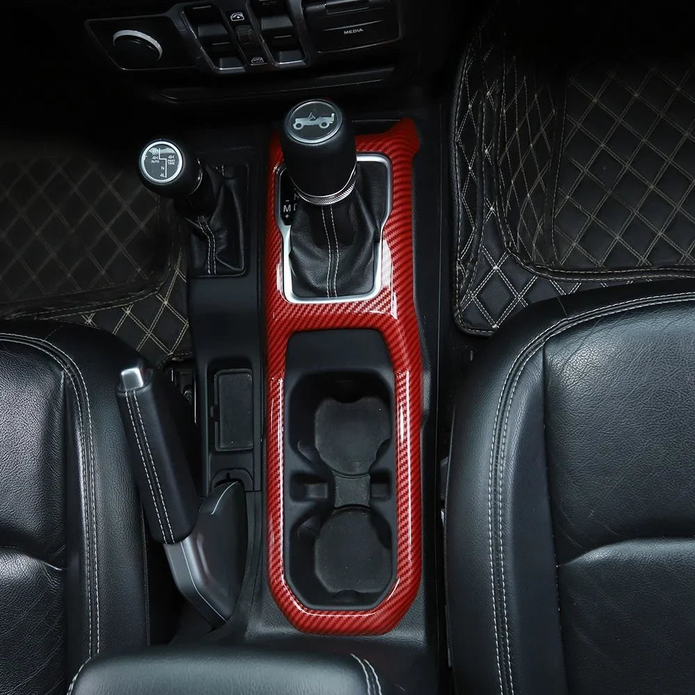 For Holder Jeep Trim Parts Cover Gear Red Shift Teledu Panel Cup Carbon Wrangler