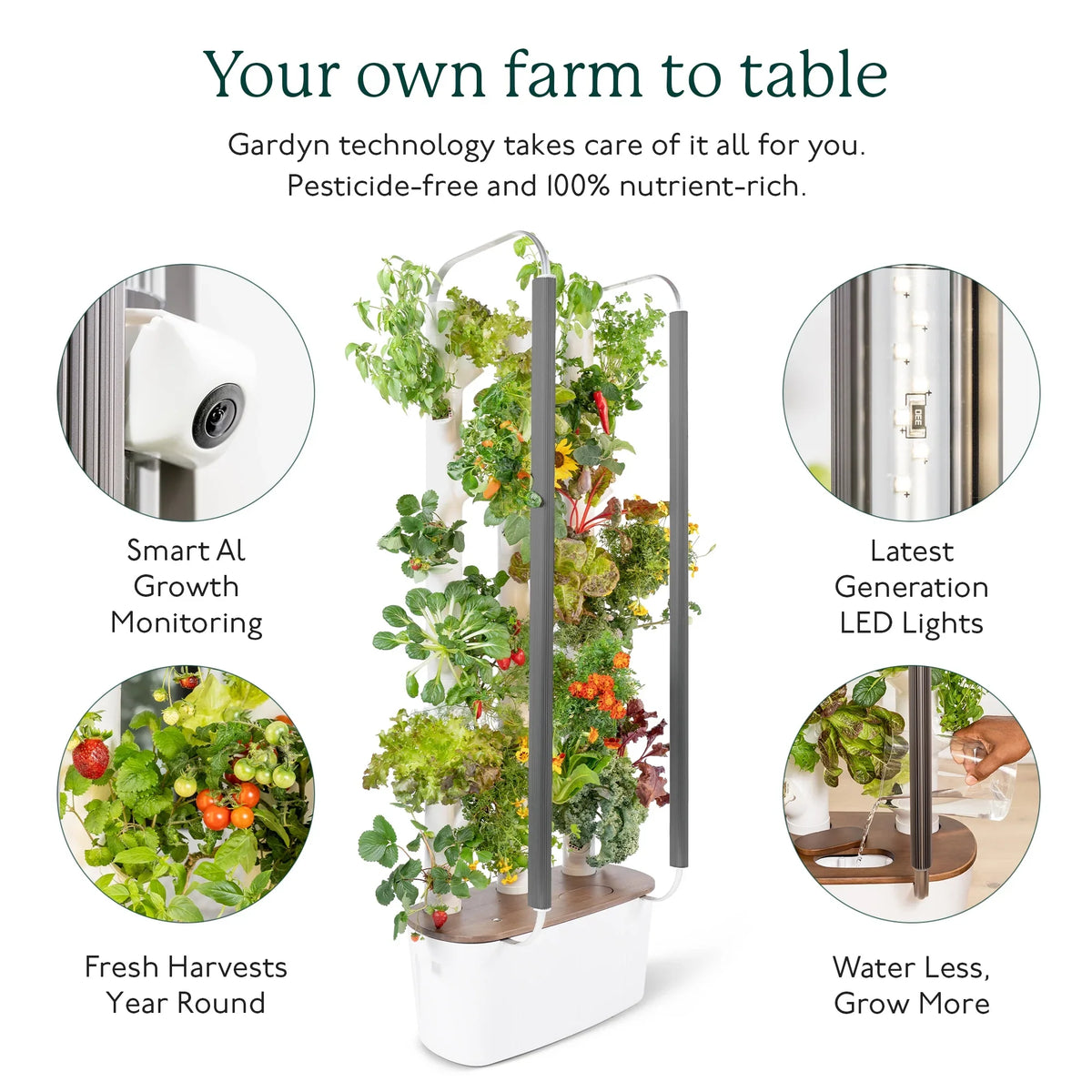 Indoor System System & & | Grow Plants, Smart Lights Garden| Home Gardyn Non-GMO Indoor Vertical Your Garden for 30 Vegetables Gardening LED Herbs & Includes Planter Indoor 3.0 Growing Hydroponics