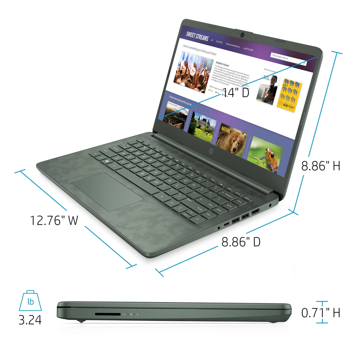 Camo, Intel 14" 14-dq2088wm HP i5-1135G7, Windows 10, Digi Core RAM, 256GB 8GB SSD,