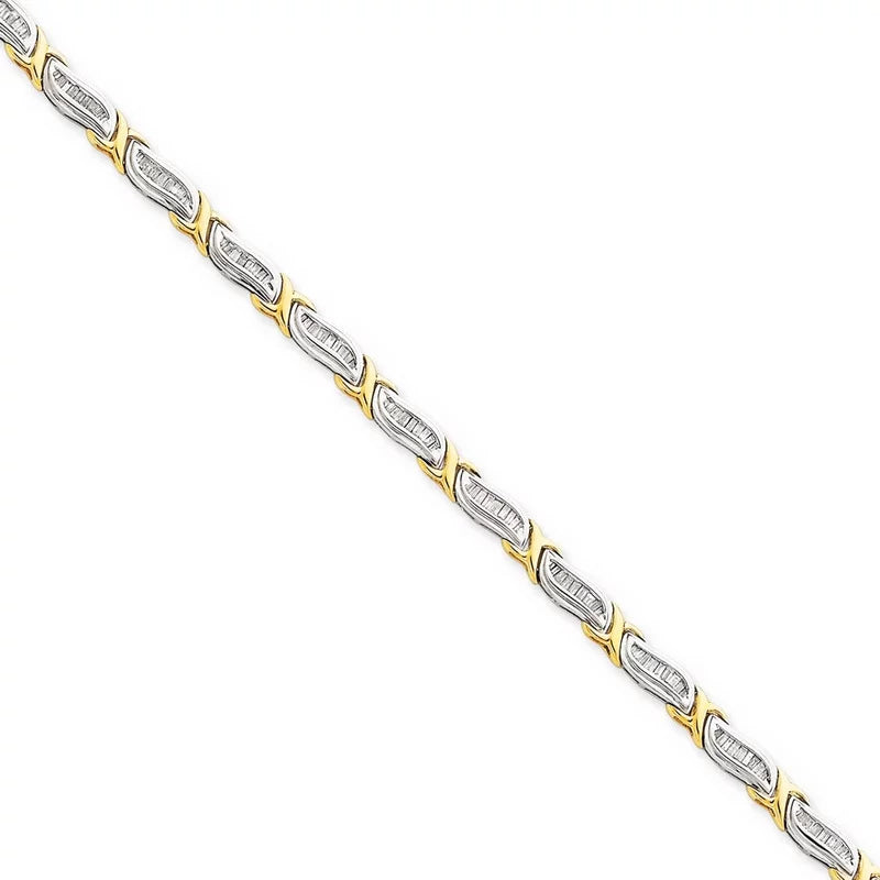 Two-Tone Gold Baguette 14K Bracelet Diamond 1cttw
