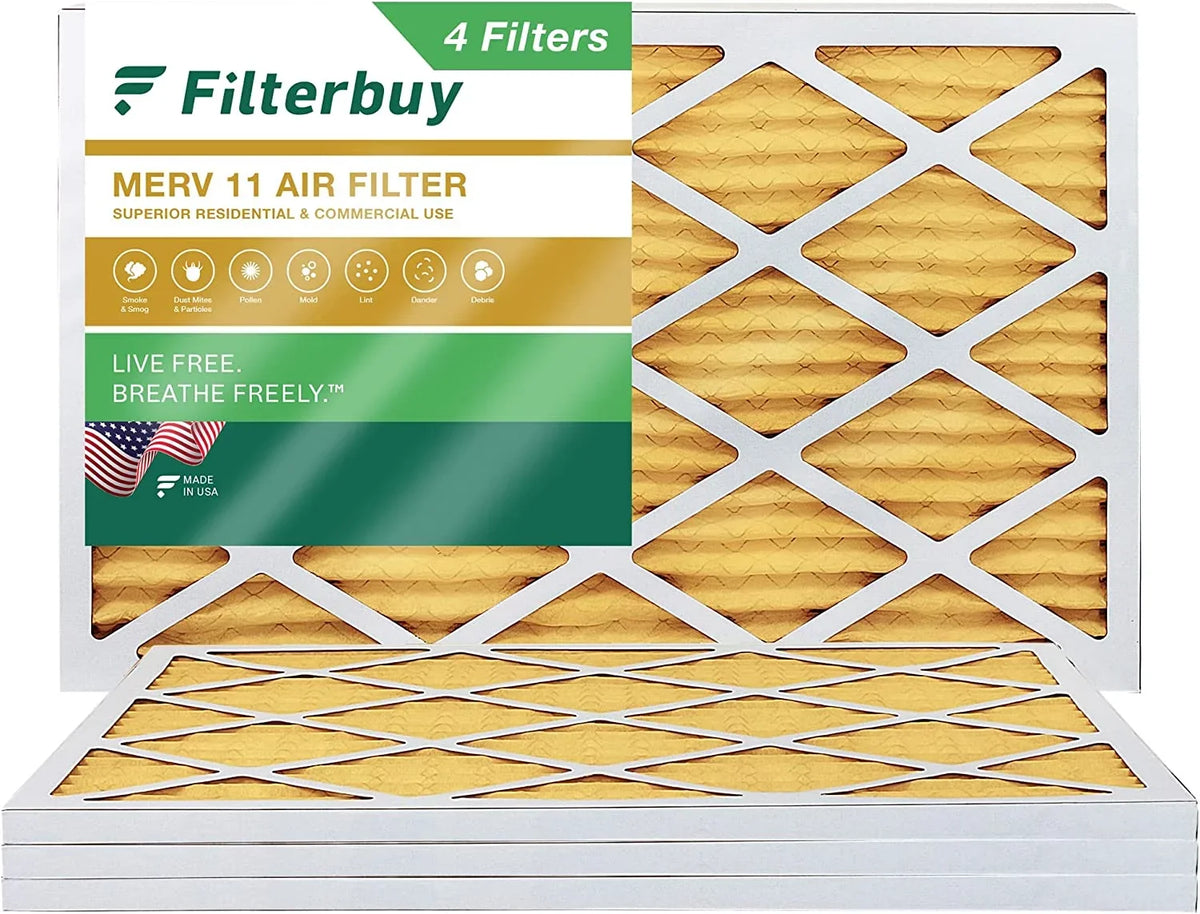 Filterbuy 11 Pleated Furnace (4-Pack) AC Filters HVAC Air MERV 10x24x1