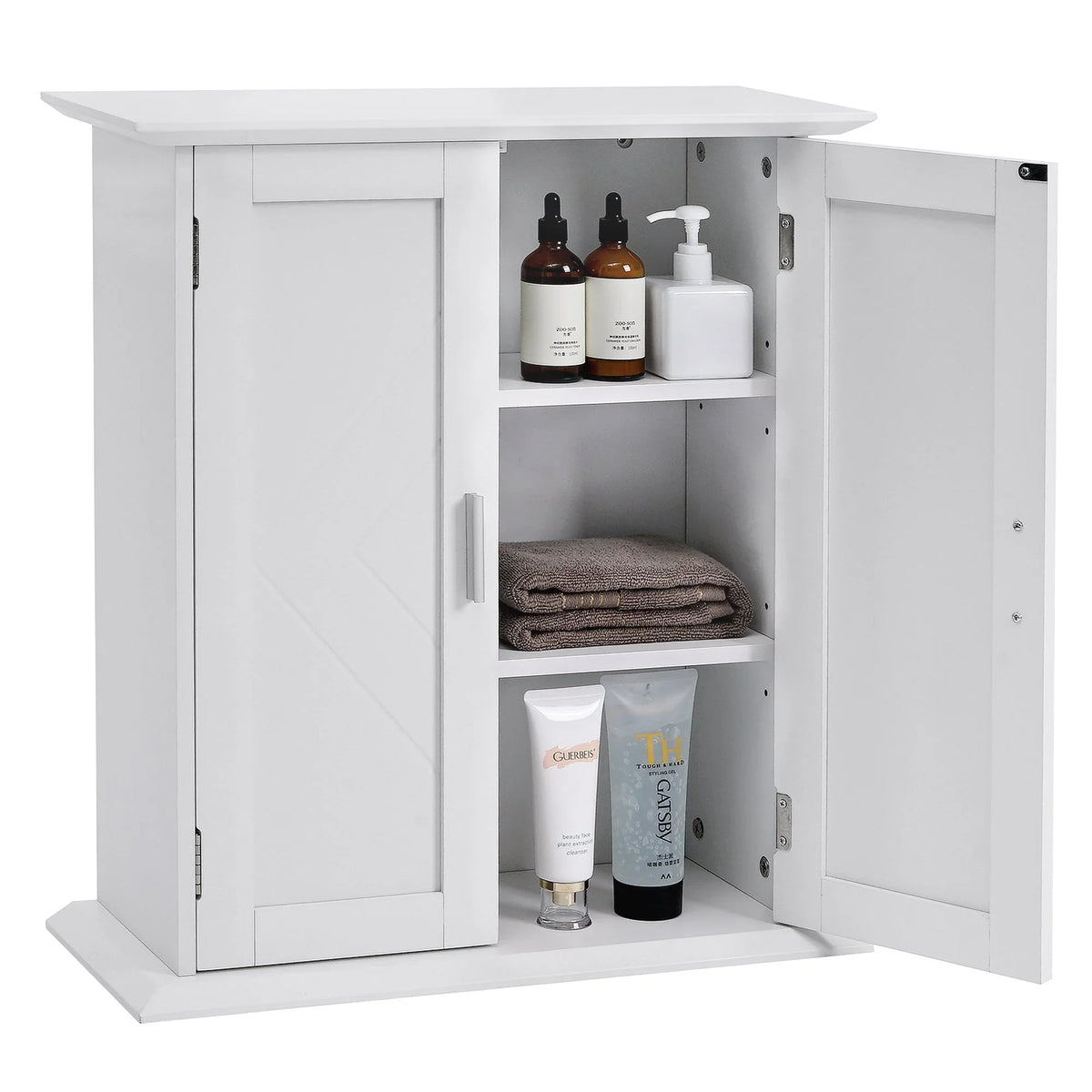 for Bathroom Hanging Storage Wooden Shelves, and Adjustable Cabinet Bathroom Door Kitchen with VECELO Room, Living Cabinet, Storage Wall Multipurpose Cabinet 2 White