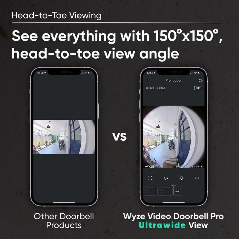 w/ Battery, 2-Way Works Color Sticks Wyze Alexa 1:1 Video to w/ Doorbell Audio, Walls, Night Doorbell Aspect Ratio, QHD Video, — Pro and Adhesive Vision, Assistant Camera Wireless