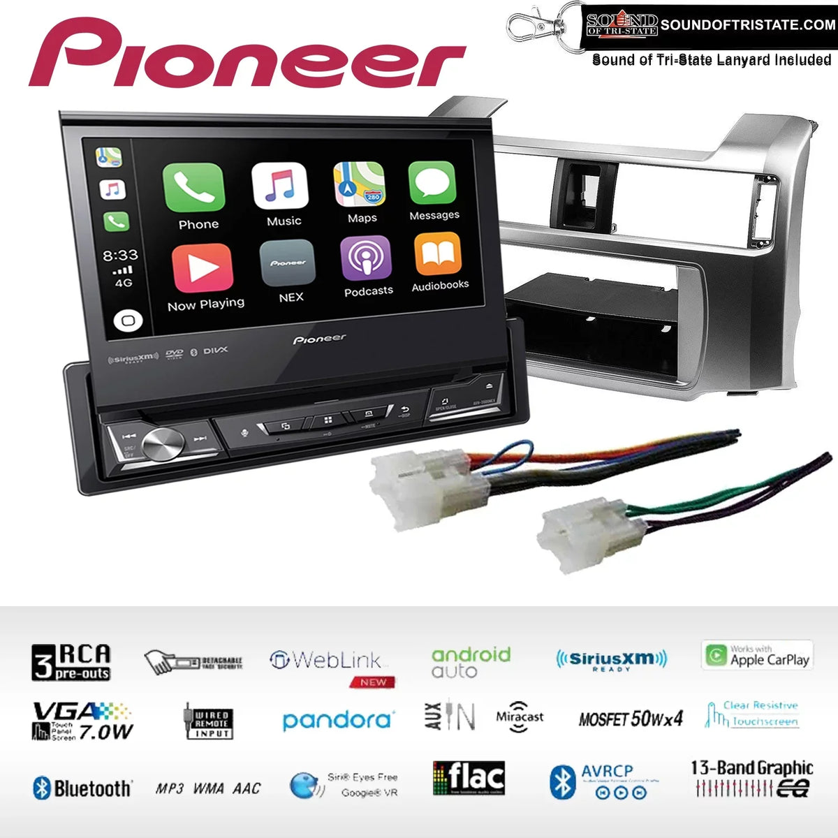Amplified Non AVH-3500NEX 2010-2013 DVD Receiver Fits 4Runner Pioneer