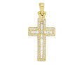0.4CT Baguette 14K Yellow Gold Diamond Cross 1.25"