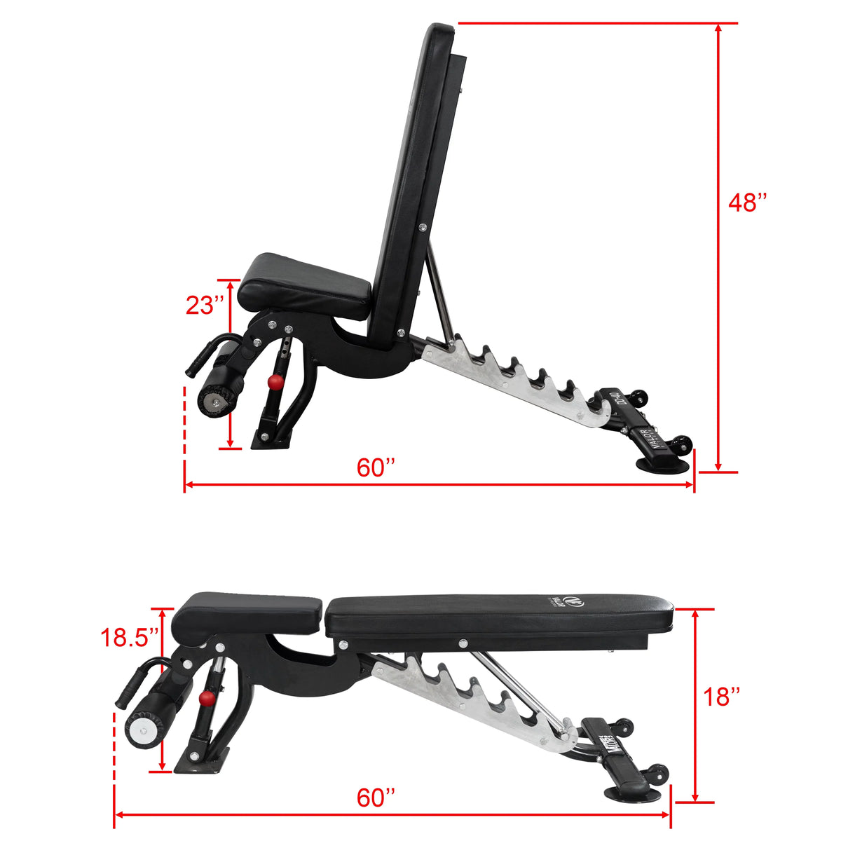 Positions Fitness – -DD-40 Black Duty Flat, Nylon and Weight Bench Incline, Adjustable Including Bench Press, 7 Valor Decline with Wheels Heavy