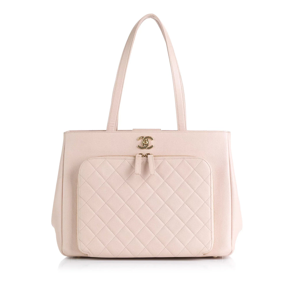 Tote Shopping Affinity Unisex Authenticated Tote Caviar Business Pink Bag (Good) Pre-Owned Leather
