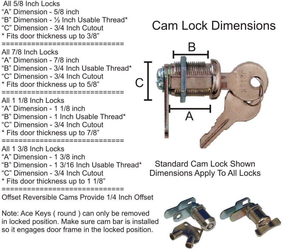 of 18-3310 Pack 5/8" 1011.1160 4 Camlock- Prime Products Keyed