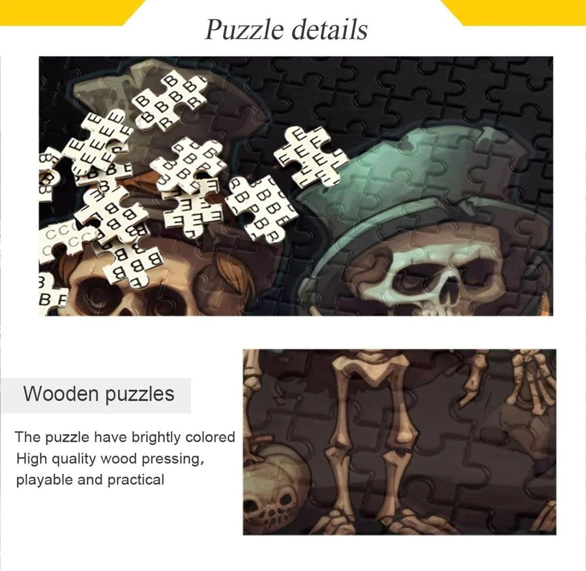 Puzzle Friends Family Challenging Zigsaw Dreamtimes Halloween Jigsaw Alphabet Adults, 500 for Storage Parents Kids Partition Exercise with Wooden Bag, for Puzzle Skeleton Game Print, Brain PCS Gift