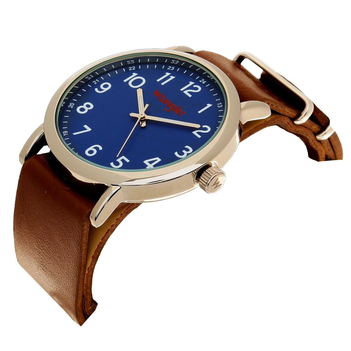 Strap Brown Dial, Wrangler design Watch Round Nato Blue 45mm