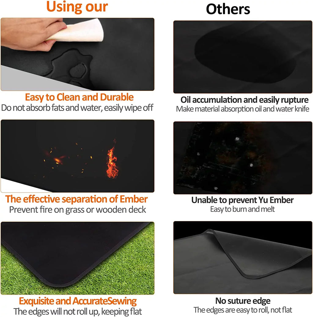 Grills, Pit Under Smokers, Top, Flat Black Grill Charcoal, AXOMRFC for Indoor Fire Fireproof for exterior Gas Mat Mat Deck Protector, Grill Grill, Mat Mat, for Fireplace 60*48inch BBQ exterior Mat