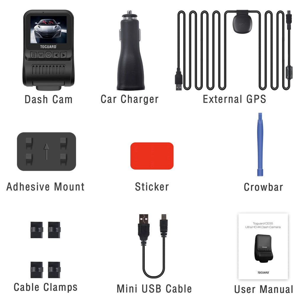 24H Dash and WDR Angle, Wide with Parking 170° Cars 1080 Loop Dash Front Campark Dual 1.5" Camera, for Camera Night Inside, Monitor Car Cam Vision, GPS Recording,