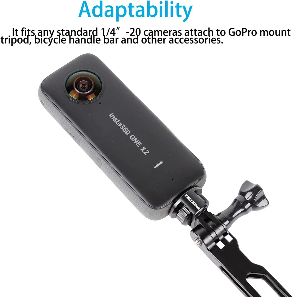 for X/ Camera One CNC Conversion Alloy Head Mount, Tripod Adapter X2 Insta360 Screw Adapter 1/4" Aluminum X3