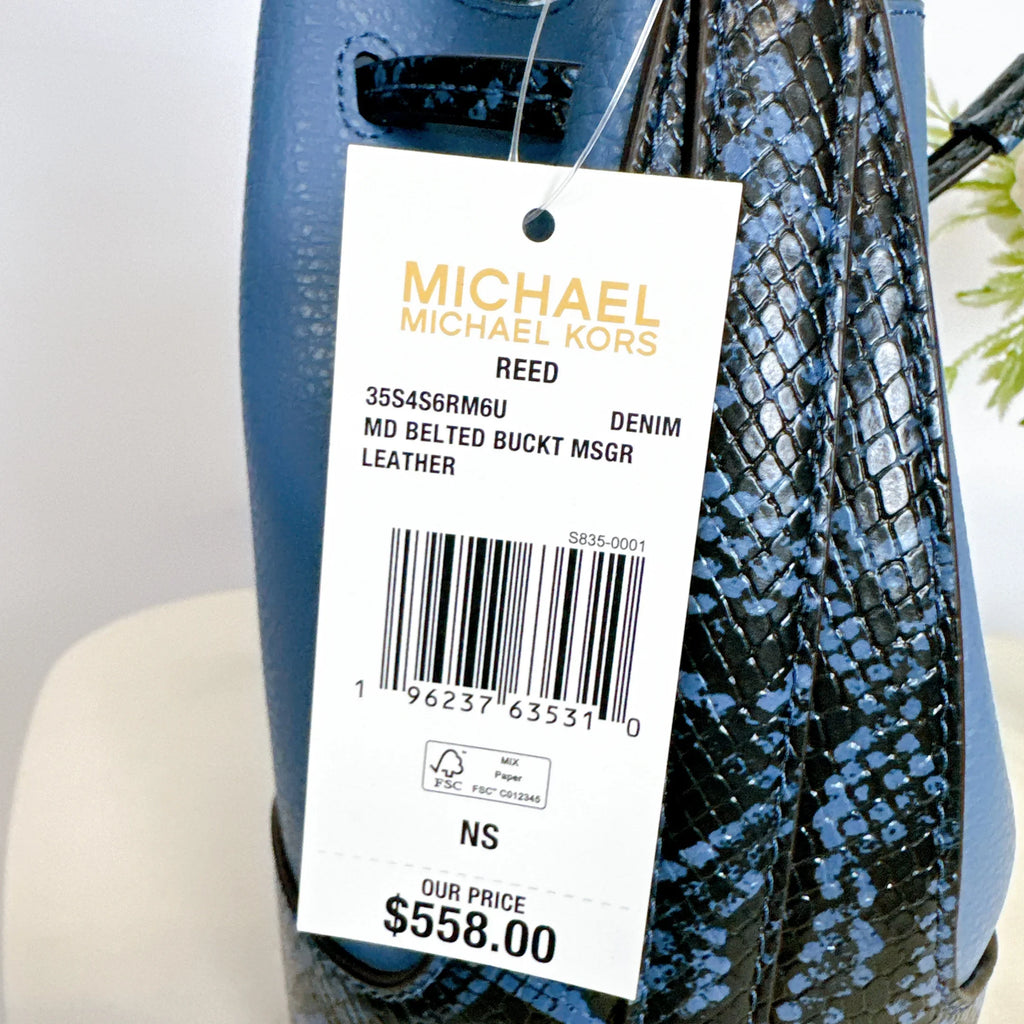 Leather Reed Kors 35S4S6RM6U IN Messenger DENIM Bucket Michael Medium Crossbody Belted