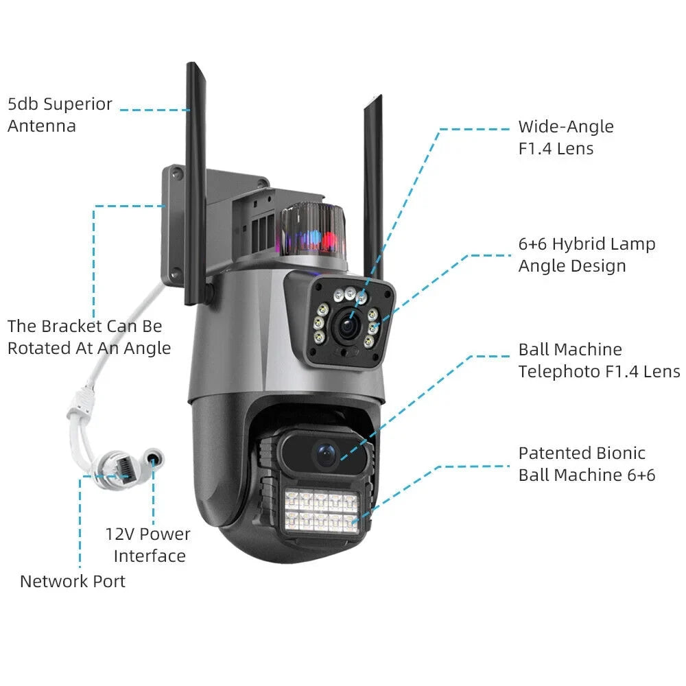 exterior Card Audio Antenna Two-Way TF Camera Dual Slot IP66 Waterproof Real-time Enhanced HD 1080P