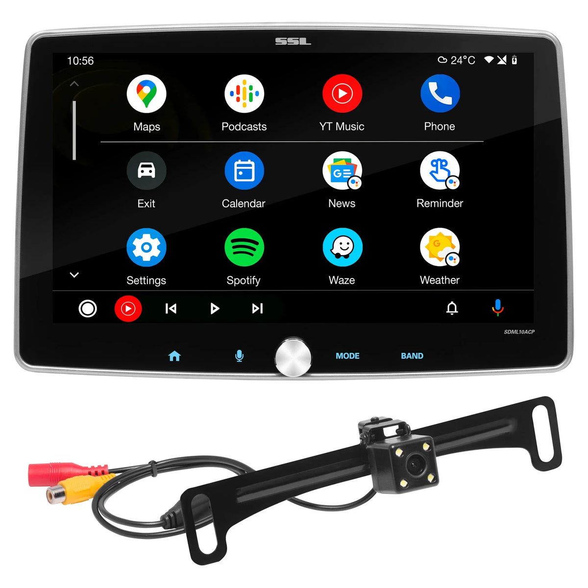 Player, Single Sound Din, - Storm CD Touchscreen, Camera, Receiver, Stereo Radio 10 Audio, Illumination Laboratories Android SDML10ACPR Bluetooth Backup DVD RGB AM/FM Car CarPlay, Auto, No Inch