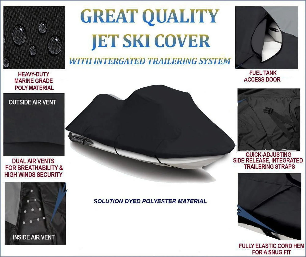 2013 Ski Sea-Doo for DENIER Cover 2011 2020 130 Sea 600 Bombardier BLACK Compatible SE 2017 Cover 2015 PWC Doo 2019 2014 2018 2012 2021 Jet 2022 JetSki 2016 Watercraft GTI
