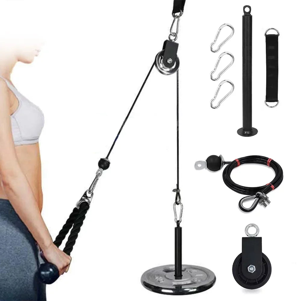 Training Pulley Super-Silent Machine Arm Biceps 360 Degree with Loading Cable Upgraded Fitness Equipment Gym Workout Triceps Strength Pulley Home Detachable Rotation System Pin Attachment