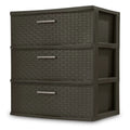 1 Sterilite Design Wide of Storage 3-Drawer Weave Tower, Case Brown,
