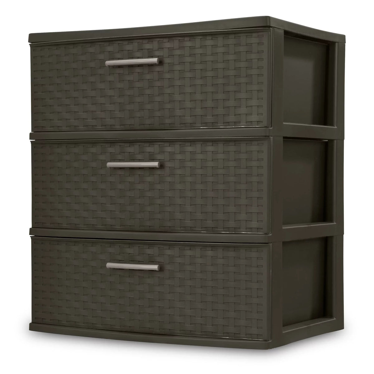 1 Sterilite Design Wide of Storage 3-Drawer Weave Tower, Case Brown,