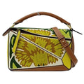 Floral Brand Puzzle Shoulder Collaboration Handbag Yellow LOEWE Pre-Owned Embroidery Small Bag Leather Women's Mini William Brown (Good) Morgan 2way Compact de