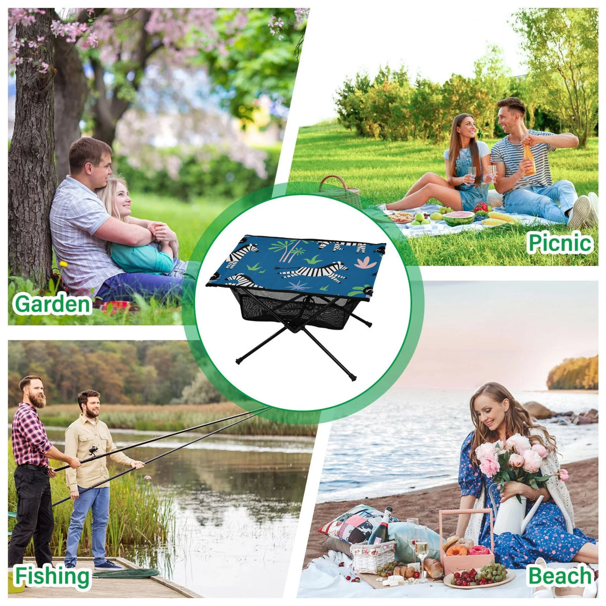 with Bag Beach Palm Travel Table exterior Folding Trees Portable Table Table Storage Zebras Camping and Picnic Compact Fishing BBQ for