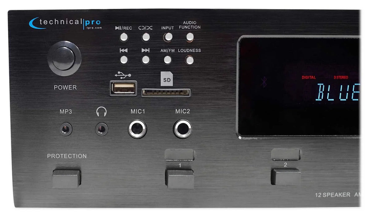 Home Zone, Theater Technical Receiver+12) Bluetooth 6000w 8" Speakers+EQ Pro 6)