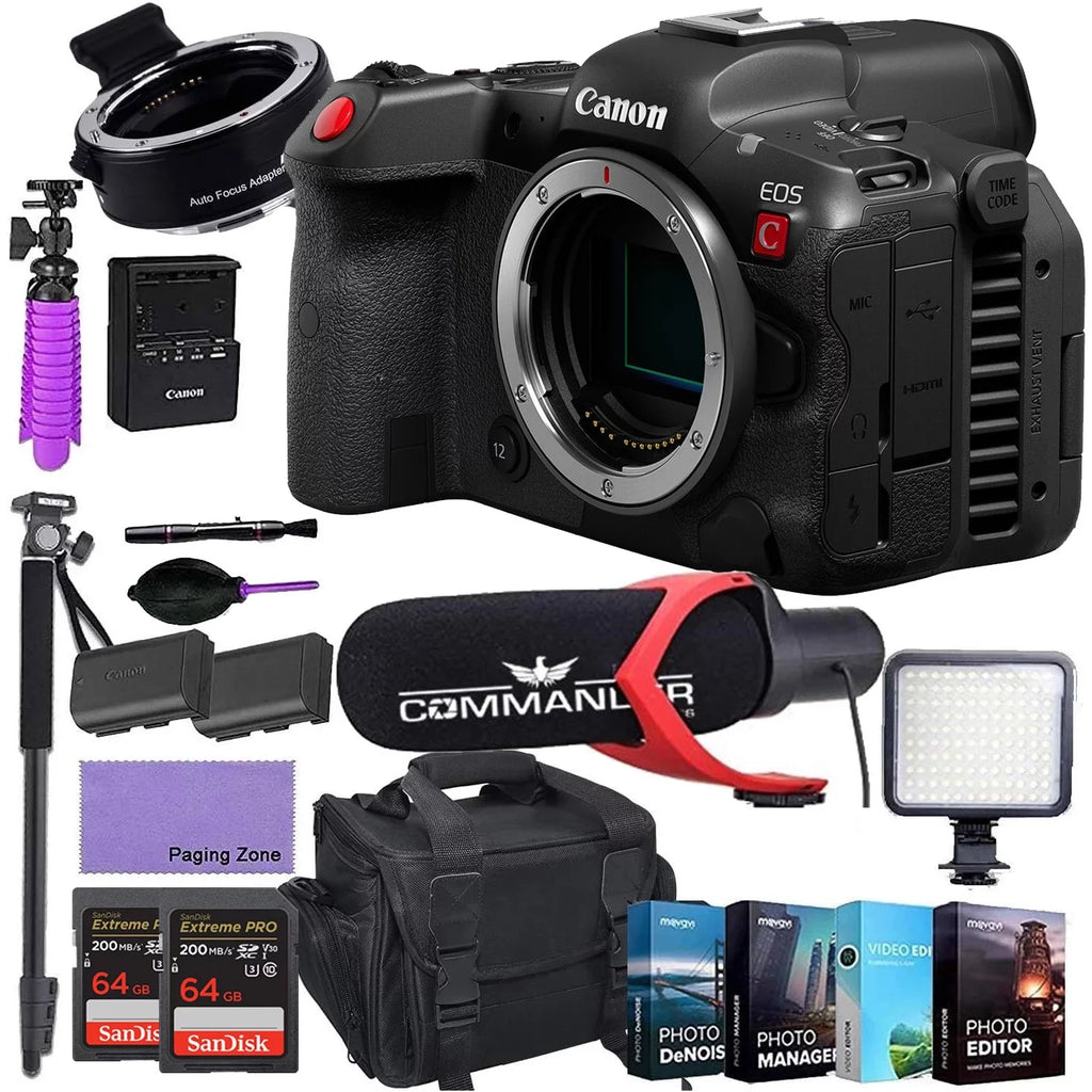 Photo EF-EOS Microphone, R5 Mount LED, Cinema Software Adapter EOS + R More C Only) Accessories Deluxe Editing Mirrorless Power (Body Pro Like High 4-Pack Camera Canon and Bundle and