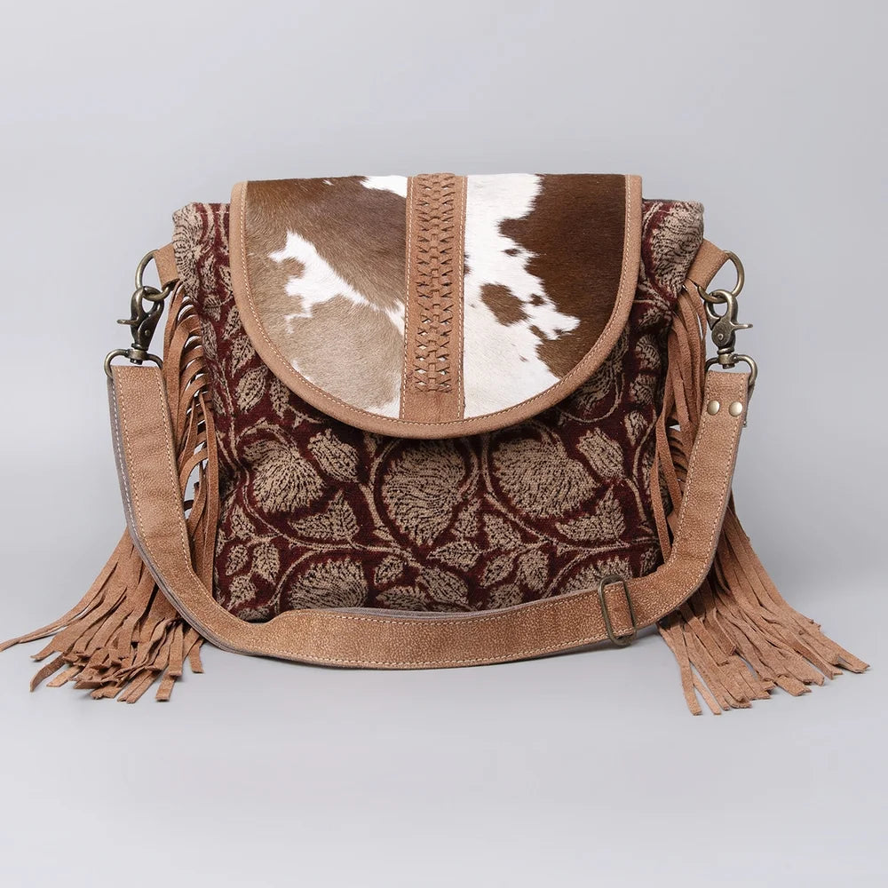 bag KB purse women Cross western Body Upcycled handbag Hair-On OHLAY Canvas KB483 Genuine Leather