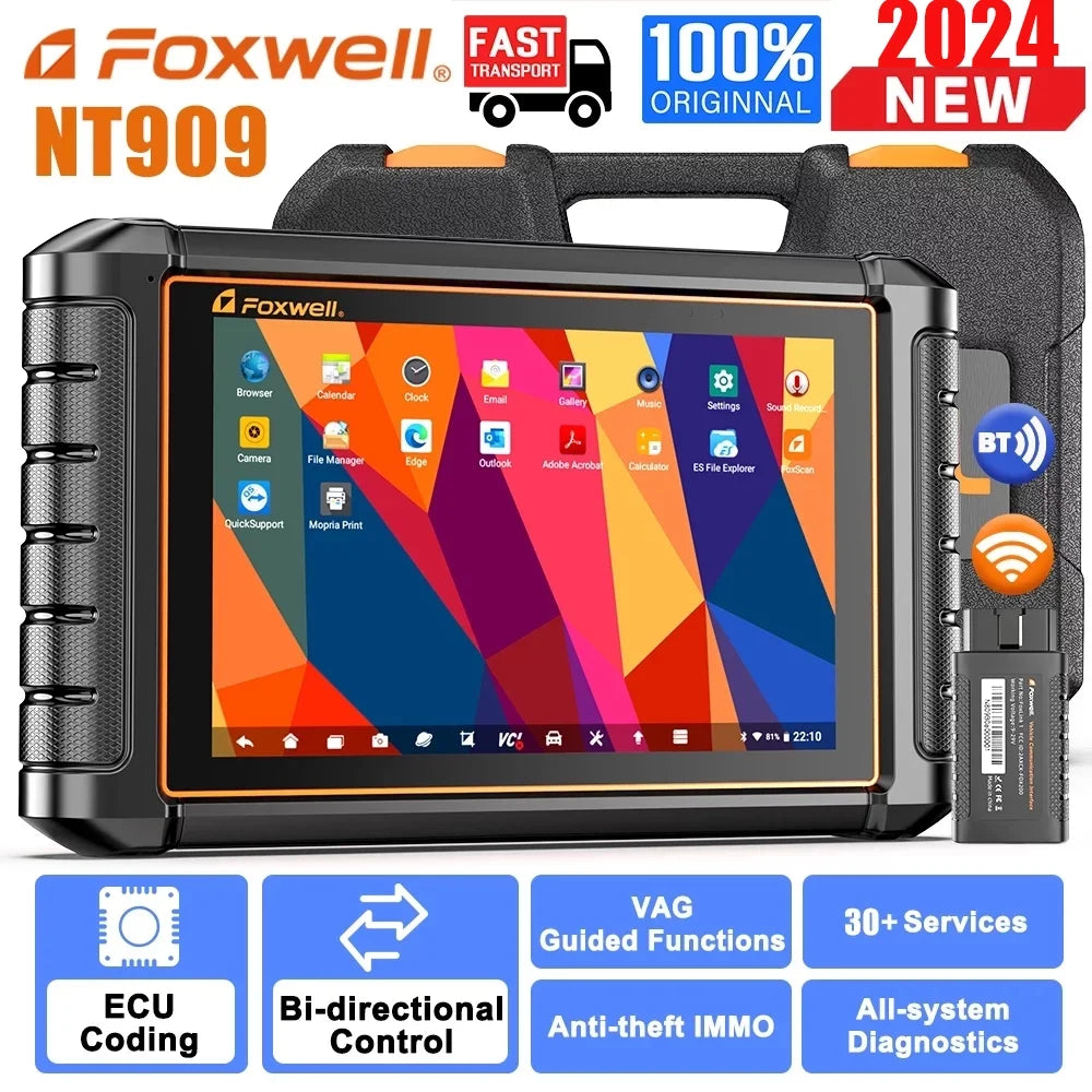 AutoAuth NT909 Code Analyzer 30+ Tool Scanner Test Active Automotive Control Diagnostic OBDII Scanner AutoVIN Reader FCA Car Vehicle Systems Services Scan Bi-directional All OBD2 Foxwell Reset