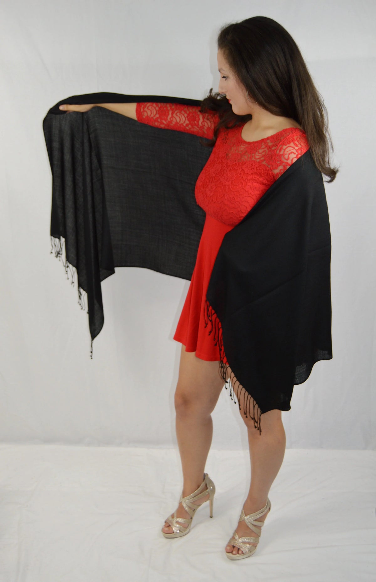 (Black Shawl/Summer Regular Pashmina Shawl) Shawl/Sheer Shawl/Scarf/Scarves Shawl/Evening Shawl/Light Shawl/liquid Fancy Shawl/Pashmina weight