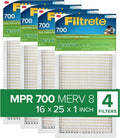 MPR 3-Month 8, Dust, Living 1-Inch 4 Pollen Filters Air Filtrete 700, and 16x25x1 Filter, Clean Pet Filters, Reduction Pleated Dander MERV Air