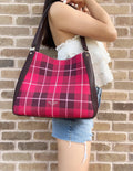 Multi Kate Shoulder Bag Classic Compartment Bright Rose Triple Spade Leila Plaid