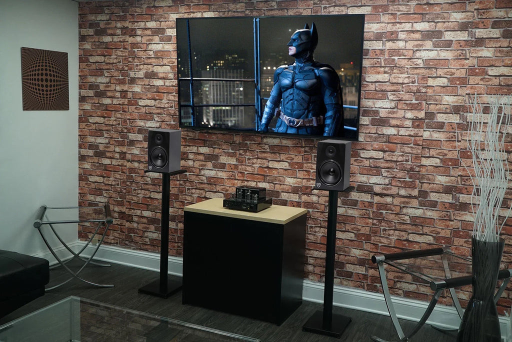 / Bookshelf Speaker Black 37" Stands Rockville RS37B in Monitor Studio Steel Pair