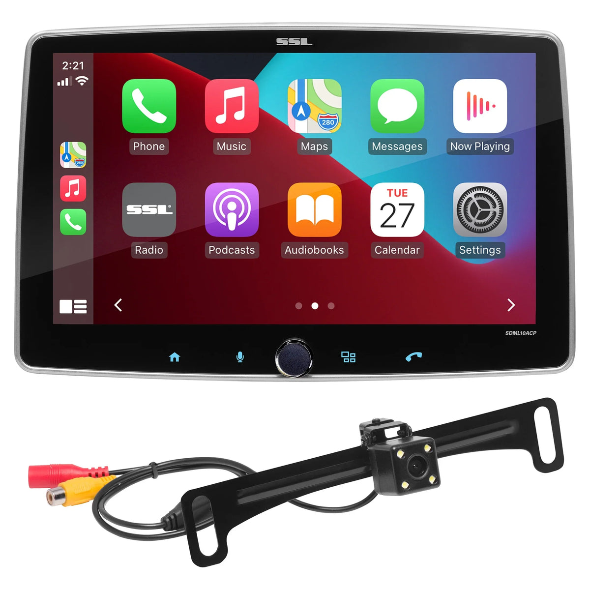 Player, Single Sound Din, - Storm CD Touchscreen, Camera, Receiver, Stereo Radio 10 Audio, Illumination Laboratories Android SDML10ACPR Bluetooth Backup DVD RGB AM/FM Car CarPlay, Auto, No Inch