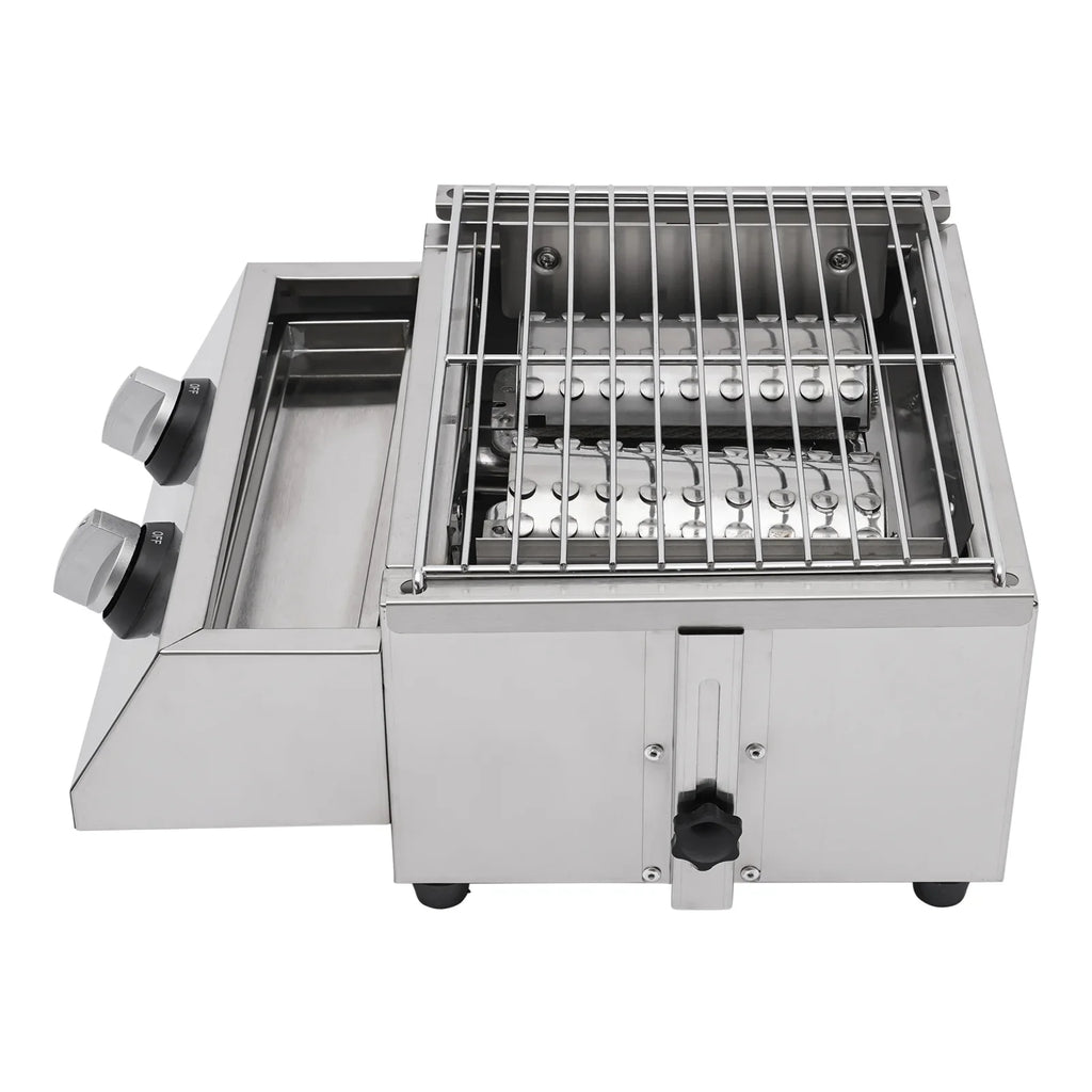 Grill LPG Stainless for Gas Grill, Barbeque Steel Countertop 2-Burner Sliver exterior