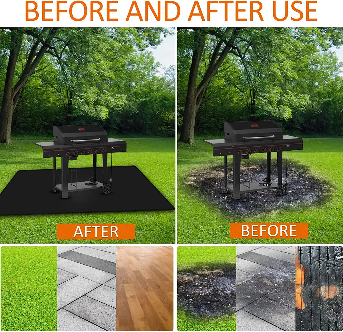 Grills, Pit Under Smokers, Top, Flat Black Grill Charcoal, AXOMRFC for Indoor Fire Fireproof for exterior Gas Mat Mat Deck Protector, Grill Grill, Mat Mat, for Fireplace 60*48inch BBQ exterior Mat