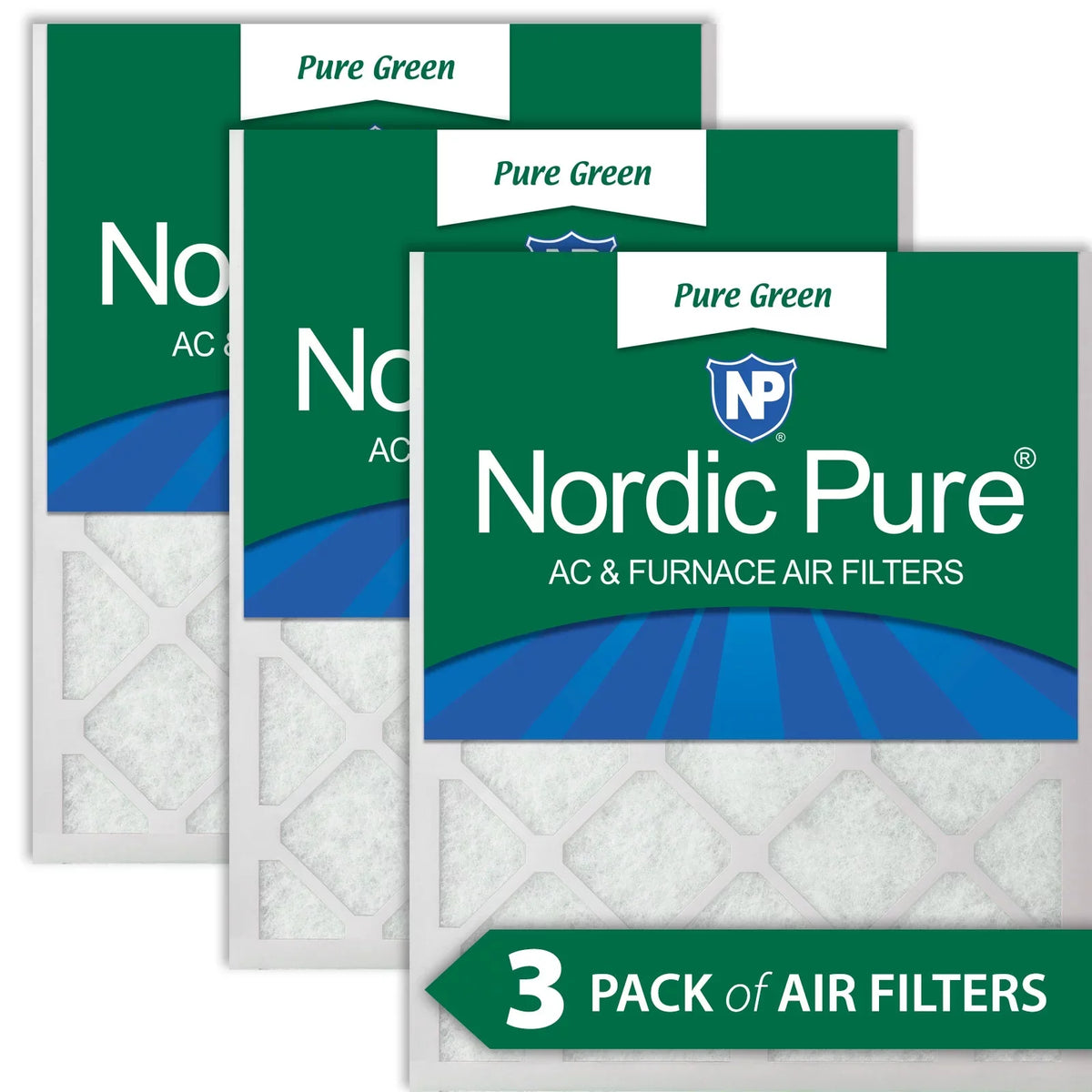 Air Furnace Eco-Friendly AC Pure Green 25x25x1 (24_1/2x24_1/2) Pack Filters 3
