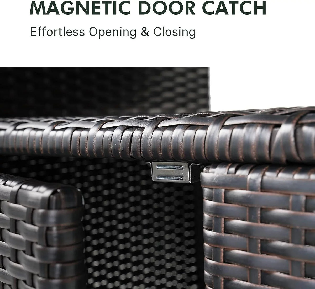 Cabinet Brown Coated Shelf, Dark Wicker Steel, AUCHI Powder Resin with Indoor exterior Wicker, All Storage 2-Door climate