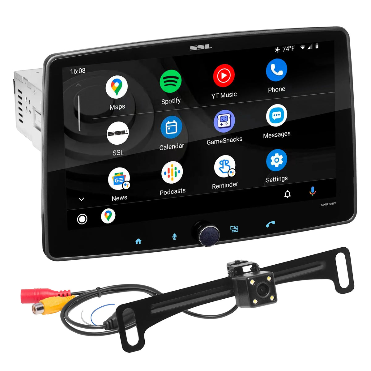 Player, Single Sound Din, - Storm CD Touchscreen, Camera, Receiver, Stereo Radio 10 Audio, Illumination Laboratories Android SDML10ACPR Bluetooth Backup DVD RGB AM/FM Car CarPlay, Auto, No Inch