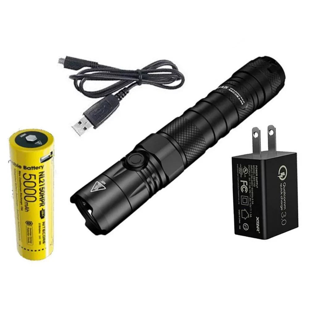 LED Lumens and New USB Adapter 1200 Nitecore P12 Wall Battery, w/NL2150HPR Cord, Flashlight Version - 3Amp